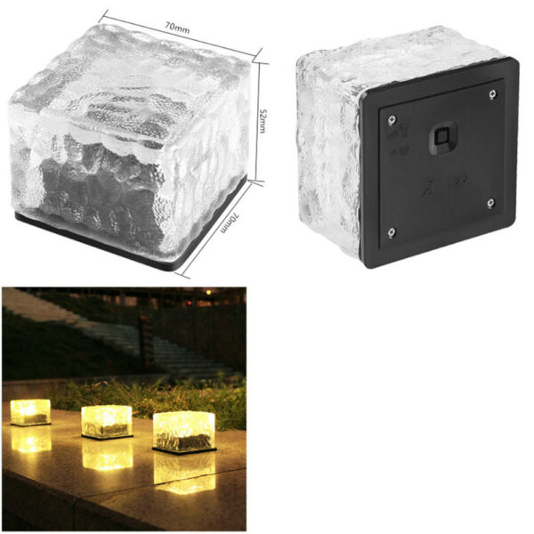 Waterproof Outdoor Glass Crystal Ice Cube Led Landscape Lighting Solar Garden Decoration - Image 3