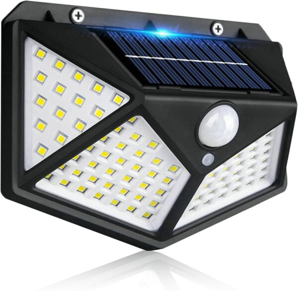 Solar Lights Outdoor 100 LED 3 Lighting Modes Motion Sensor Wall Lamp