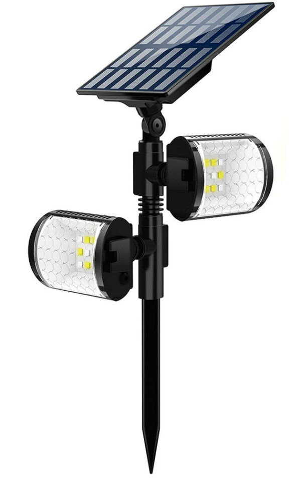 Outdoor Solar Spotlights 180 Degrees Adjustable 2 Head IP54 Waterproof Garden Lighting