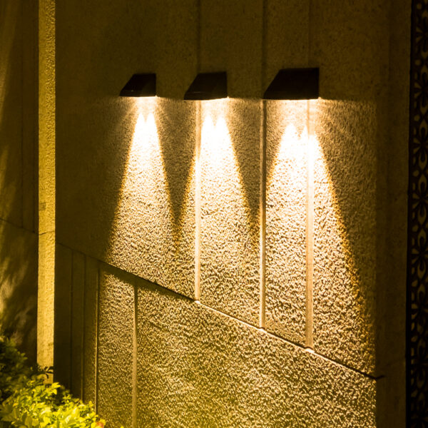Black Exterior Wall Mounted IP54 Waterproof Garden Led Outdoor Solar Wall Fence Light - Image 2