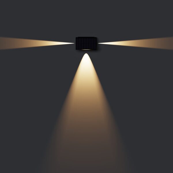 Three Sides Light Solar Wall Light IP44 Waterproof Black Garden Light Outdoor Wall Lamp - Image 2