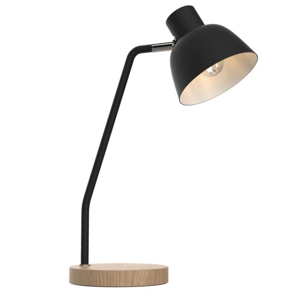 New Desgin Iron Lampshade Study Desk Lamp Wooden Round Base Table Lamp