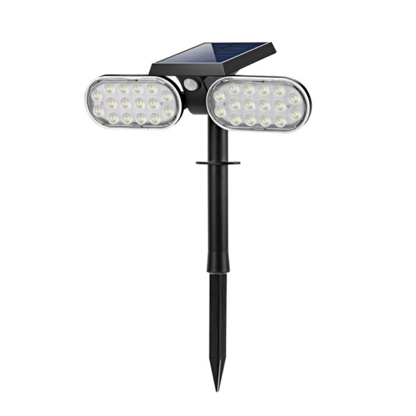Solar Double-head Human Body Induction Wall Lamp Outdoor Garden Spike 360 Degree Rotating