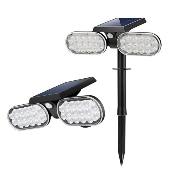 Solar Double-head Human Body Induction Wall Lamp Outdoor Garden Spike 360 Degree Rotating - Image 3